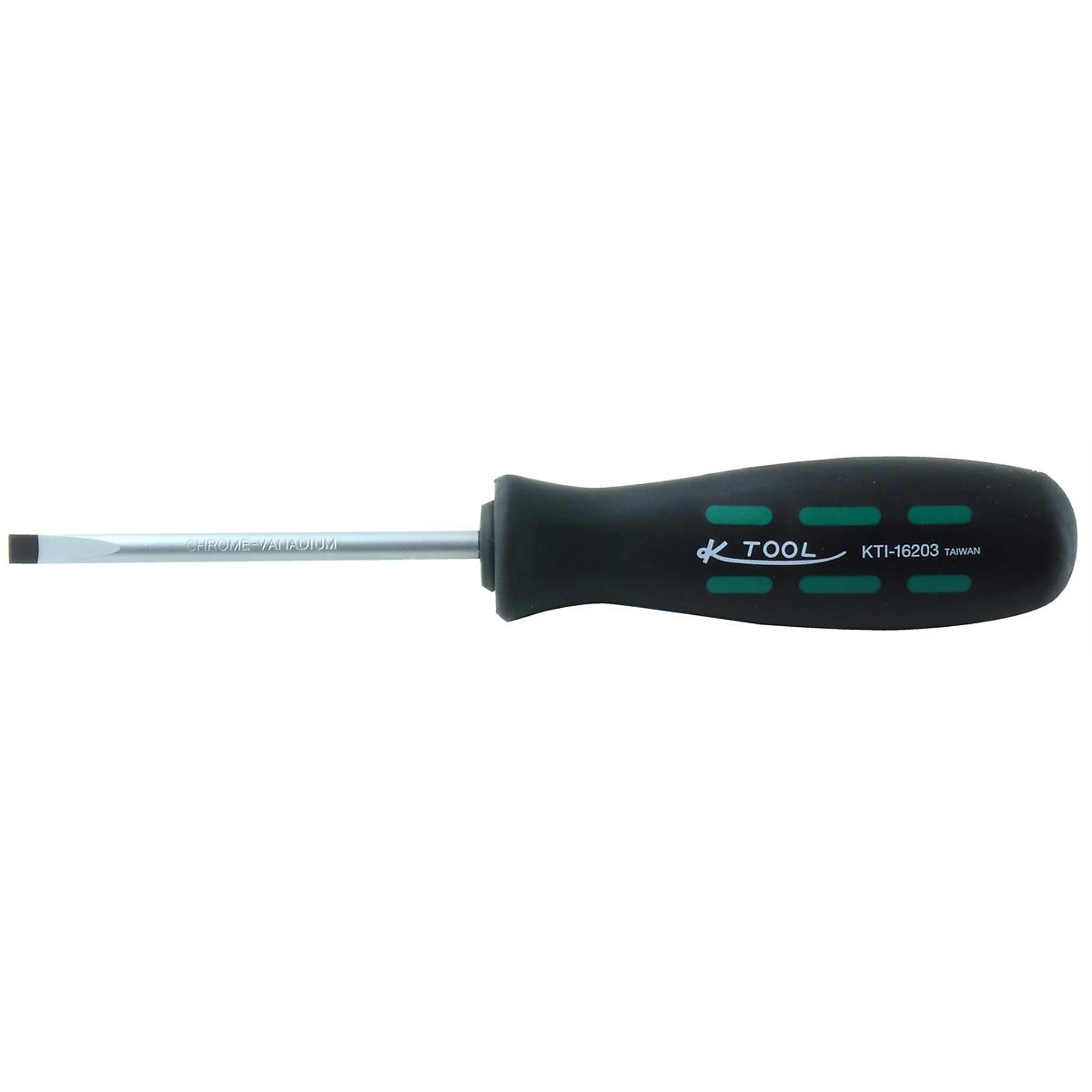 K Tool International Slotted Screwdriver — 3in., Non-Slip Grip, Chrome Vanadium Blade, Model# KTI16203